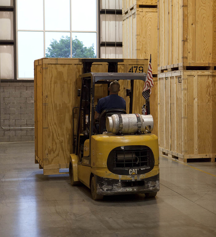 Forklift in Clean Warehouse